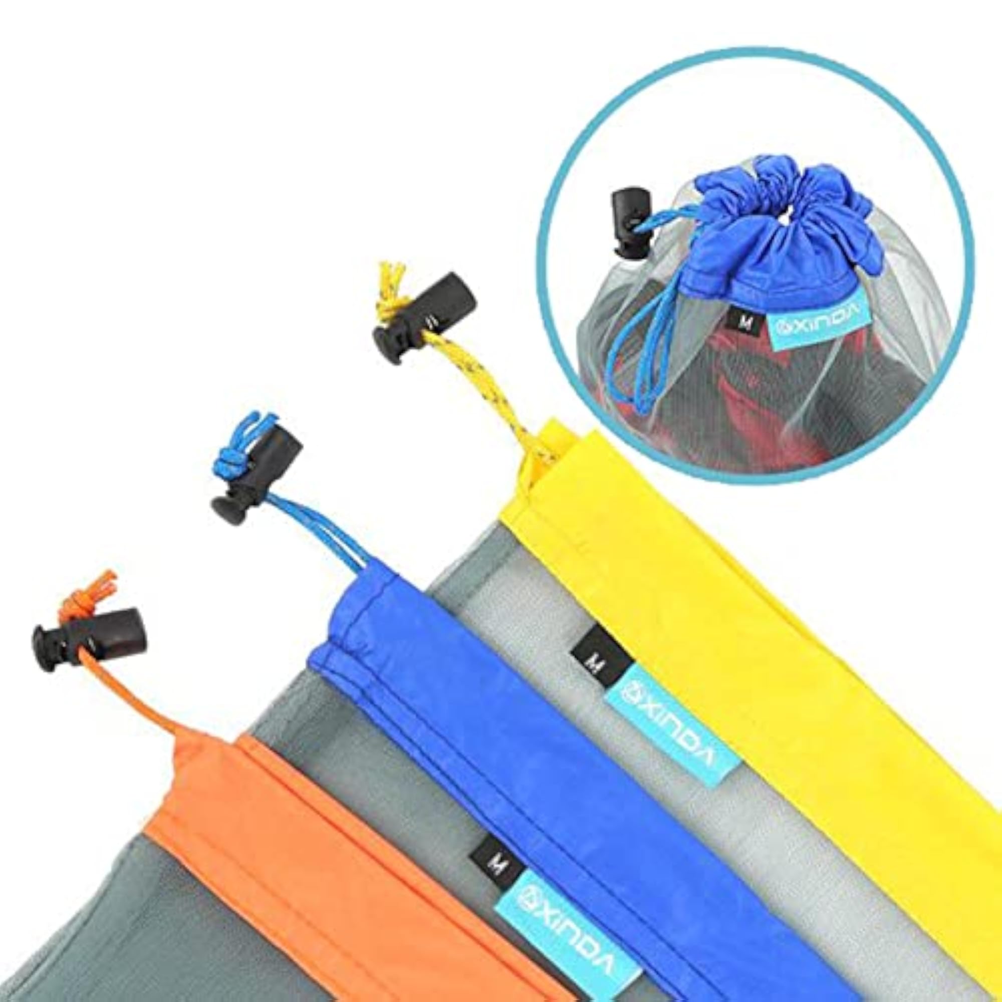 Ultra Light Stuff Sacks Nylon Mesh Drawstring Storage Bag, Yellow